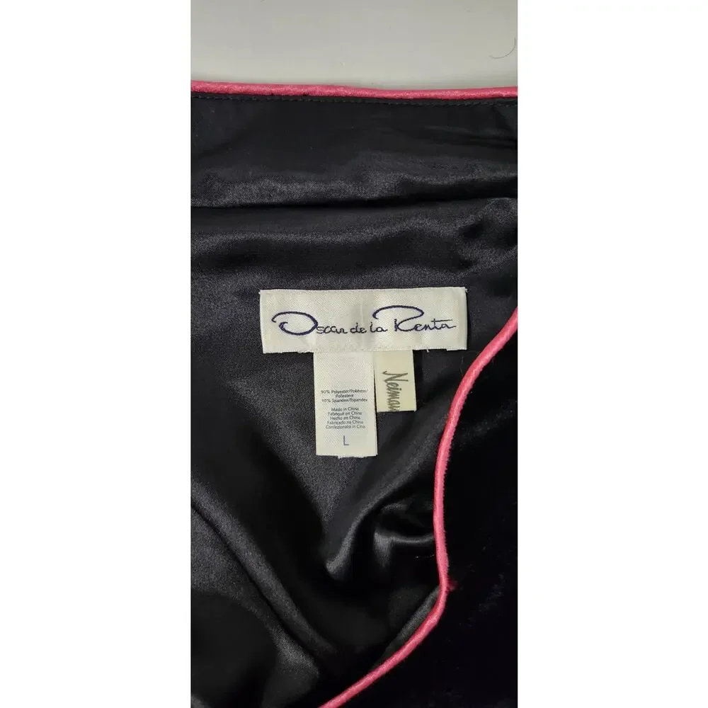 Vintage Oscar De La Rente Black Floral Velvet Long Night Gown/Dress, Size Large - Picture 10 of 11